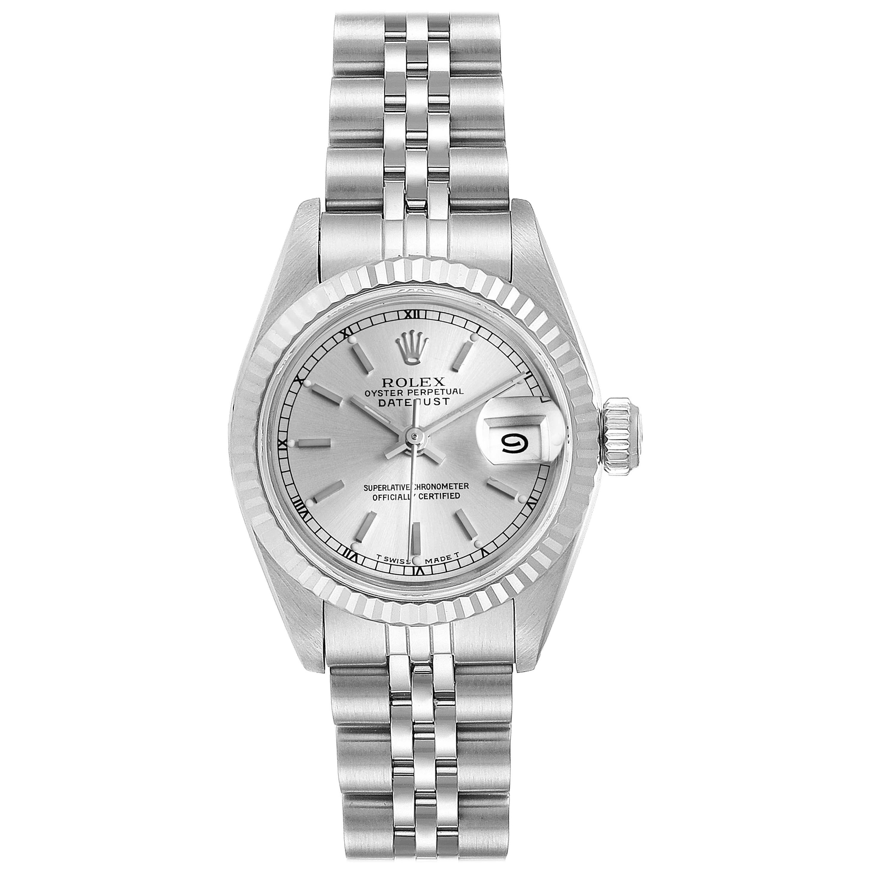 Rolex Datejust Steel White Gold Ladies Watch 69174 Box Papers