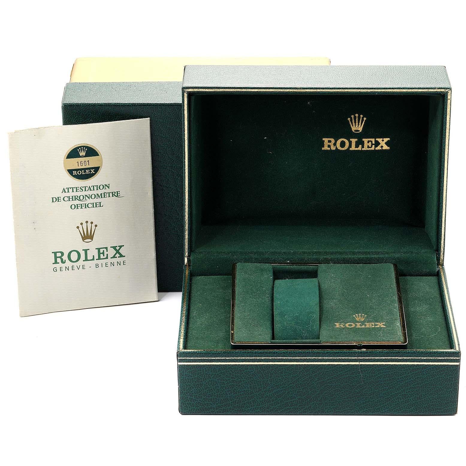 Rolex Datejust Steel White Gold Linen Dial Vintage Watch 1601 Box Papers For Sale 8