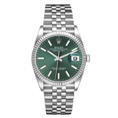 Rolex Datejust Steel White Gold Mint Green Dial Mens Watch 126234 Box Card