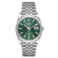 Rolex Datejust Steel White Gold Mint Green Dial Mens Watch 126234 Unworn