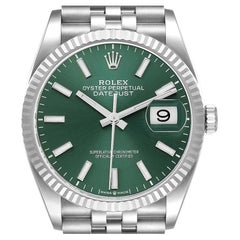 Rolex Datejust Steel White Gold Mint Green Dial Mens Watch 126234 Unworn