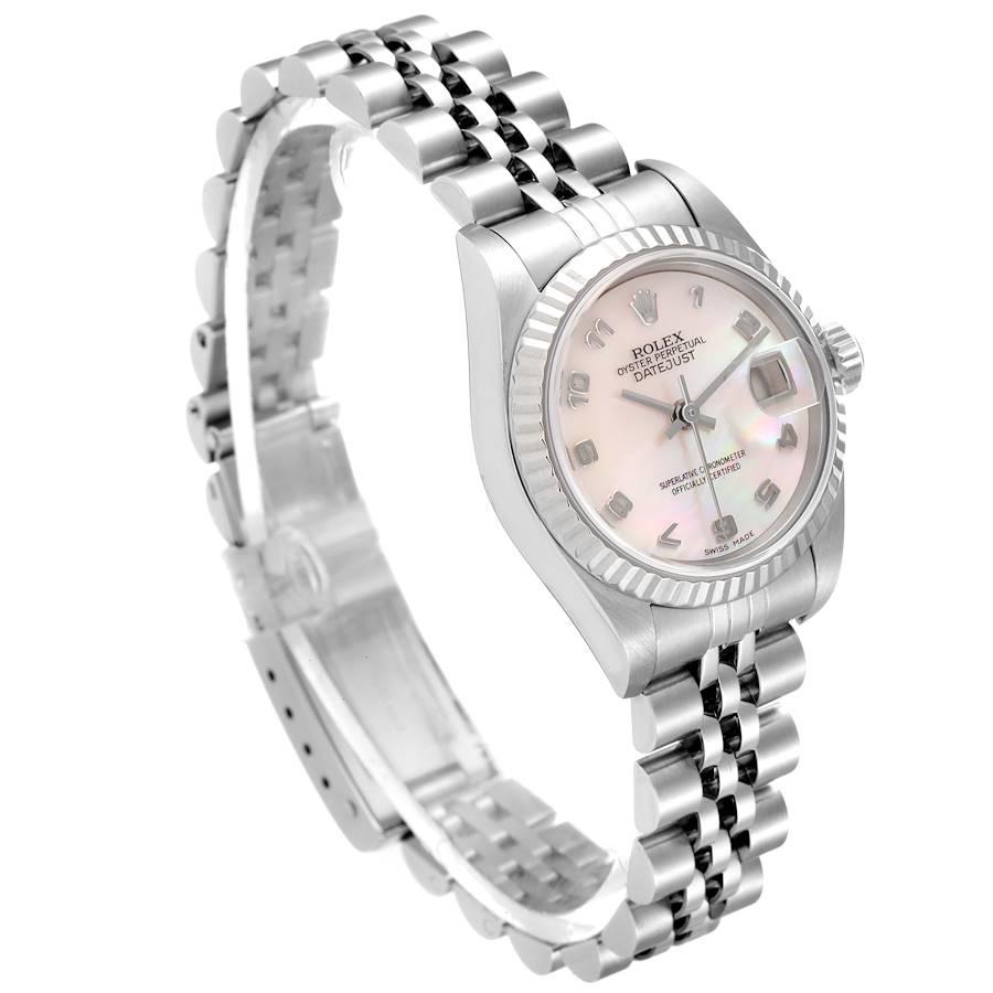 Rolex Datejust Steel White Gold MOP Dial Ladies Watch 79174 Box Papers In Excellent Condition For Sale In Atlanta, GA