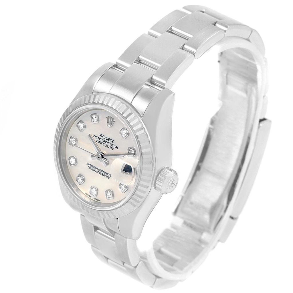 Rolex Datejust Steel White Gold MOP Diamond Dial Ladies Watch 179174 For Sale 6
