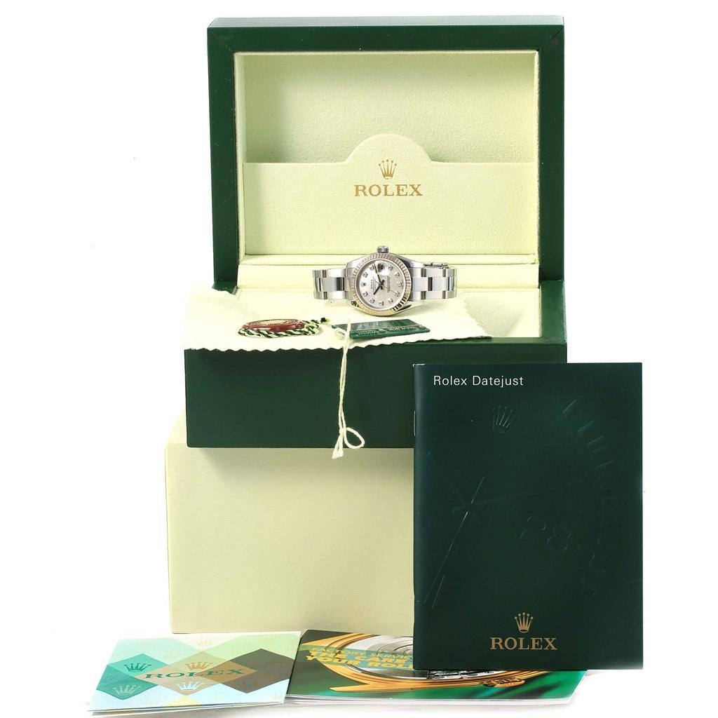 Rolex Datejust Steel White Gold MOP Diamond Dial Ladies Watch 179174 For Sale 9