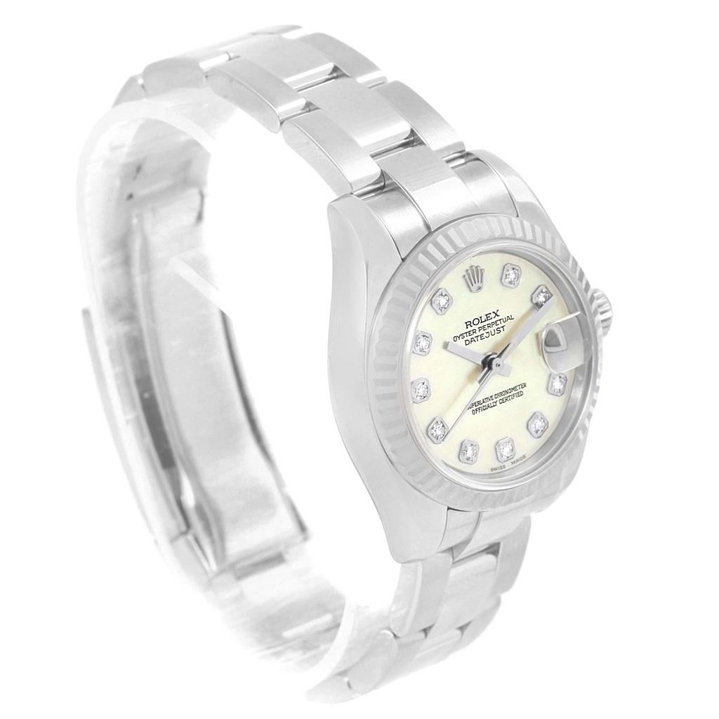 Rolex Datejust Steel White Gold MOP Diamond Dial Ladies Watch 179174 For Sale 5