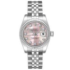 Rolex Datejust Steel White Gold MOP Diamond Dial Ladies Watch 179174