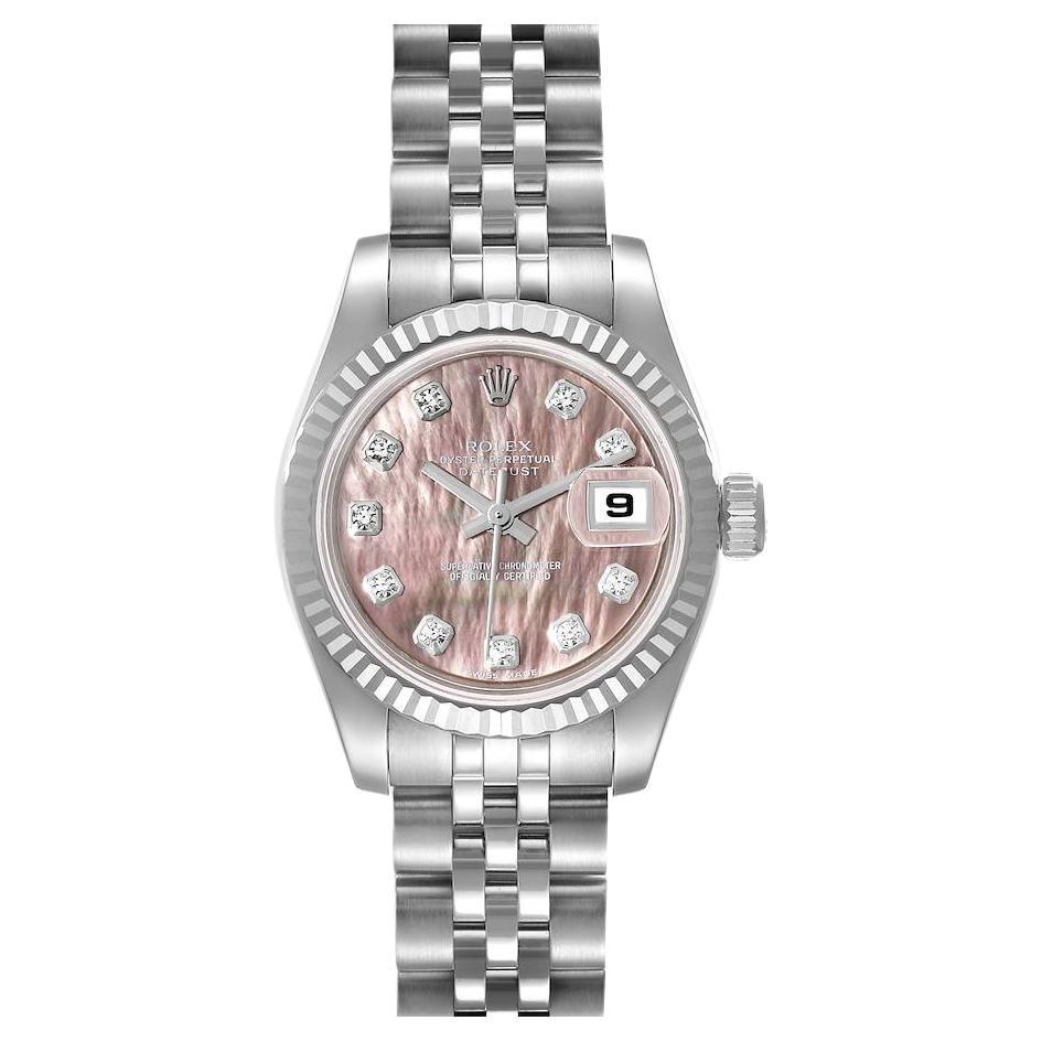 Rolex Datejust Steel White Gold MOP Diamond Dial Ladies Watch 179174
