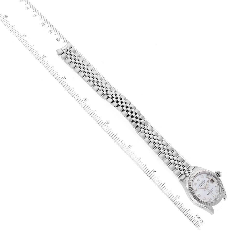Rolex Datejust Damenuhr aus Stahl und Weißgold mit MOP-Diamant-Zifferblatt 279174 Boxkarte im Angebot 7