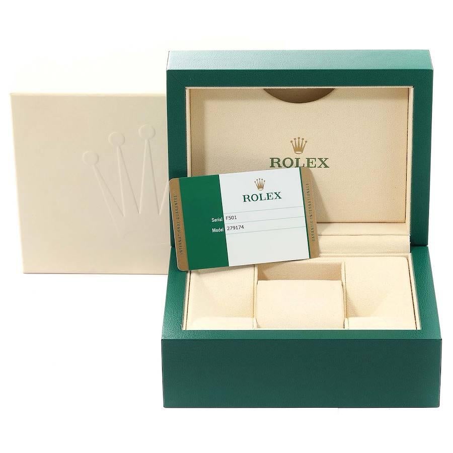 Rolex Datejust Damenuhr aus Stahl und Weißgold mit MOP-Diamant-Zifferblatt 279174 Boxkarte im Angebot 9