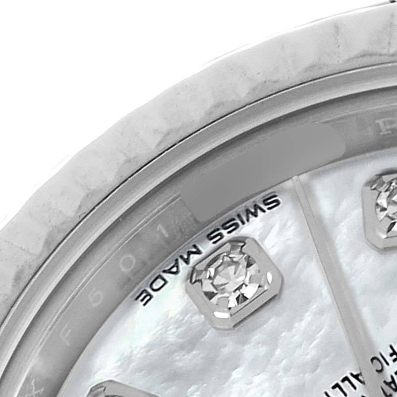 Rolex Datejust Damenuhr aus Stahl und Weißgold mit MOP-Diamant-Zifferblatt 279174 Boxkarte im Angebot 3