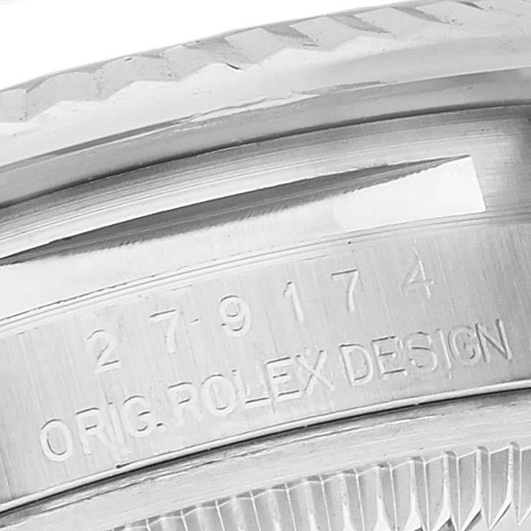Rolex Datejust Damenuhr aus Stahl und Weißgold mit MOP-Diamant-Zifferblatt 279174 Boxkarte im Angebot 4