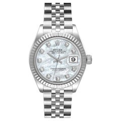 Rolex Datejust Acciaio Oro Bianco MOP Quadrante Diamante Donna Orologio 279174 Scheda Scatola