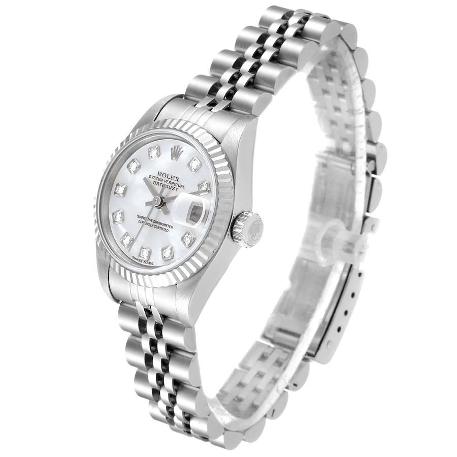 Women's Rolex Datejust Steel White Gold MOP Diamond Dial Ladies Watch 69174 Box For Sale