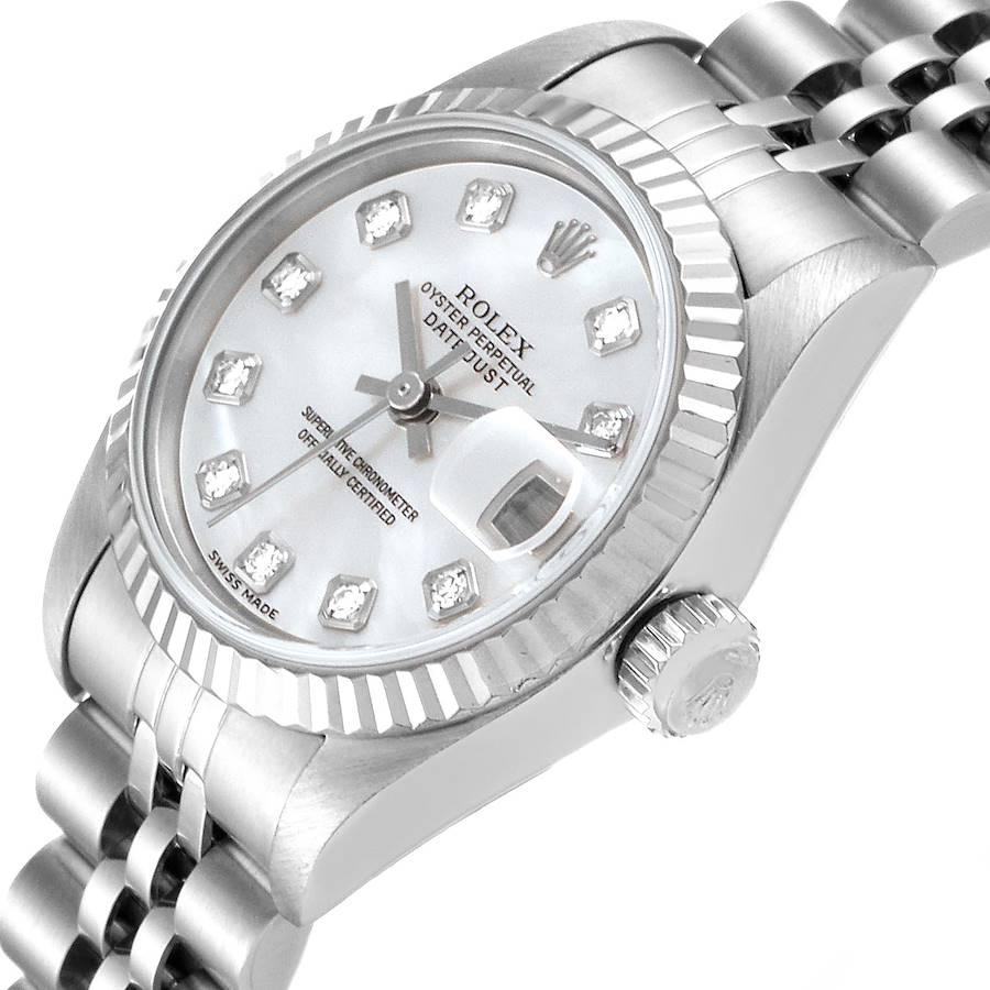 Rolex Datejust Steel White Gold MOP Diamond Dial Ladies Watch 69174 Box For Sale 1