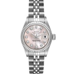Rolex Datejust Steel White Gold MOP Diamond Dial Ladies Watch 69174