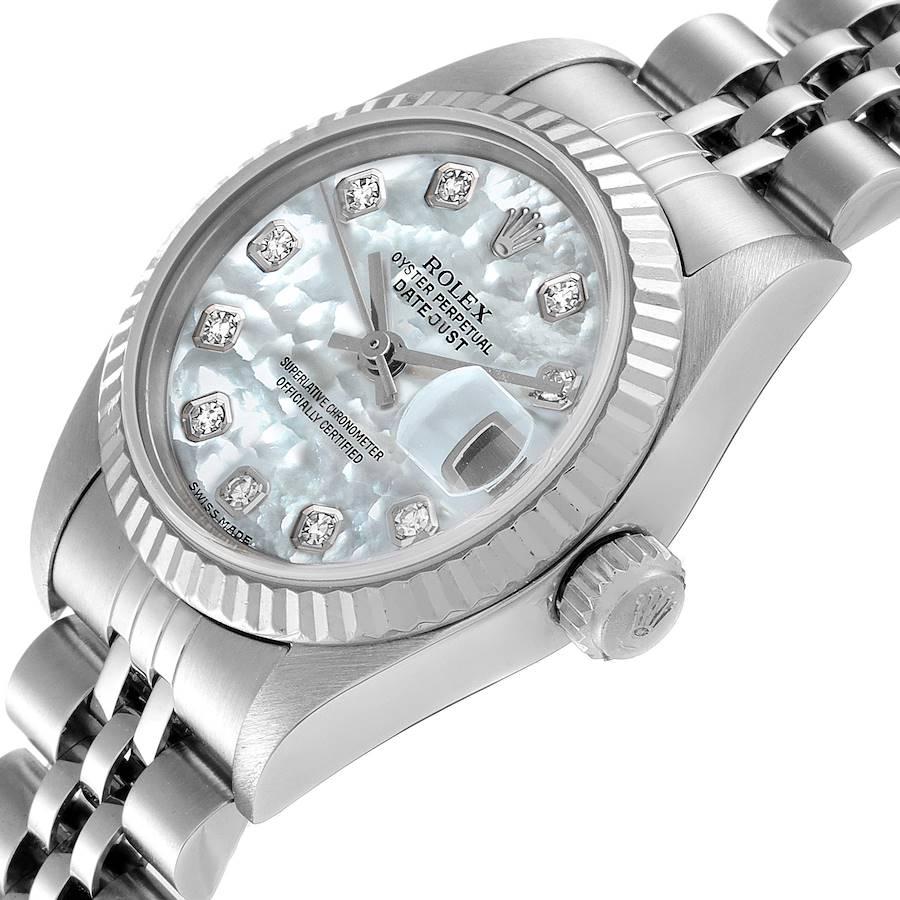 Rolex Datejust Steel White Gold MOP Diamond Dial Ladies Watch 79174 In Excellent Condition In Atlanta, GA