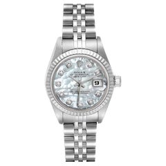 Rolex Datejust Steel White Gold MOP Diamond Dial Ladies Watch 79174