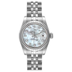 Rolex Datejust Acciaio Oro Bianco MOP Diamante Orologio da Donna 179174 Scheda Scatola