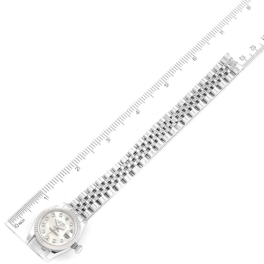 Rolex Datejust Steel White Gold MOP Diamond Ladies Watch 179174 6