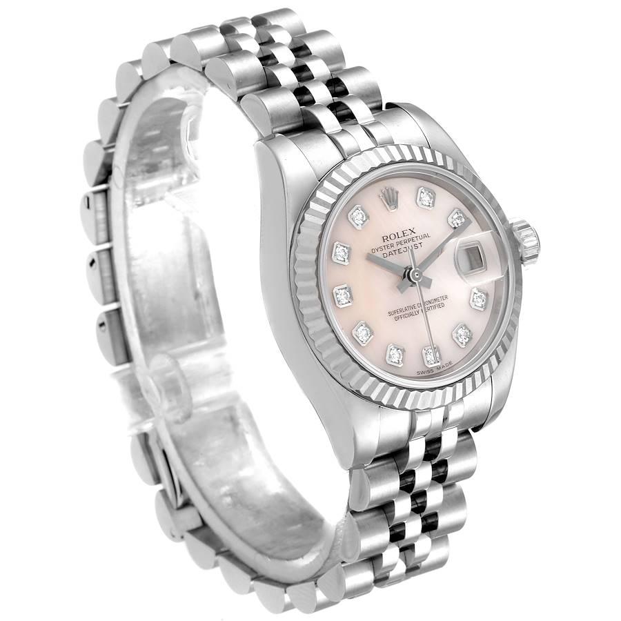 Rolex Datejust Steel White Gold MOP Diamond Ladies Watch 179174 In Excellent Condition In Atlanta, GA