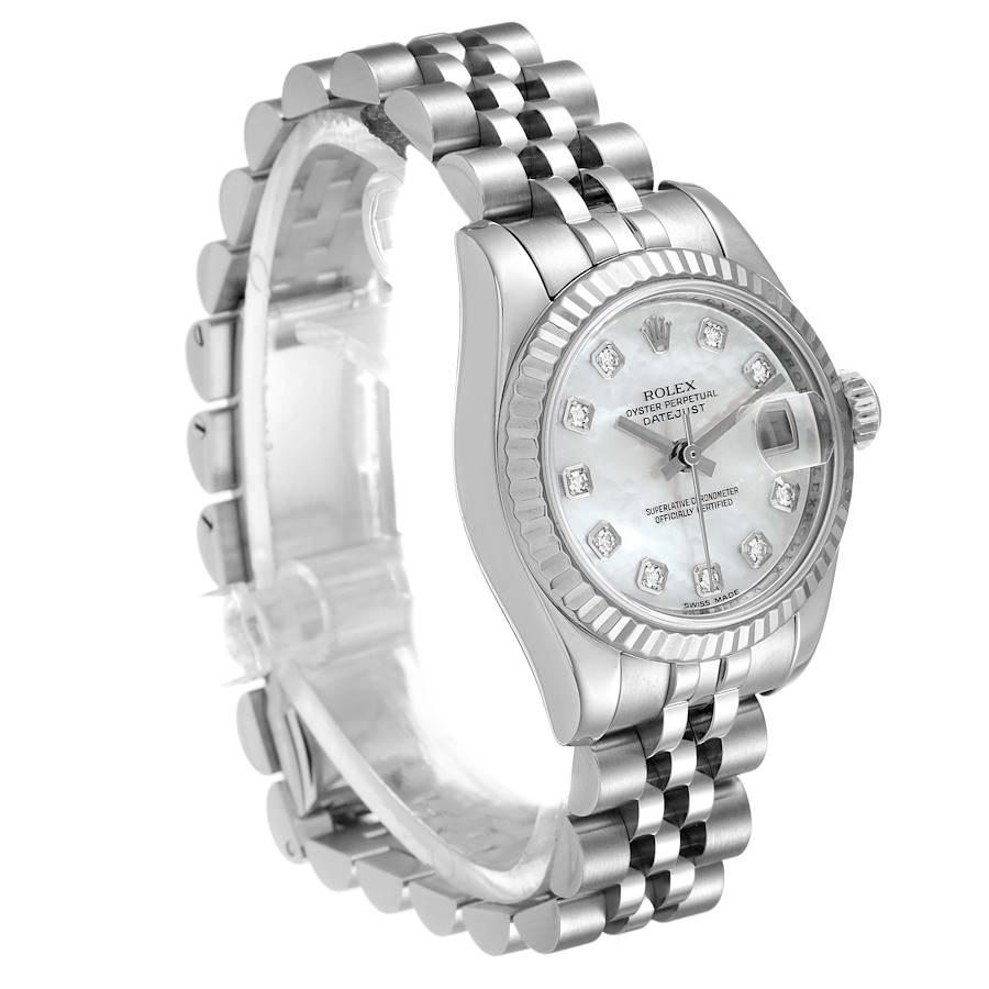 Rolex Datejust Steel White Gold MOP Diamond Ladies Watch 179174 In Excellent Condition In Atlanta, GA