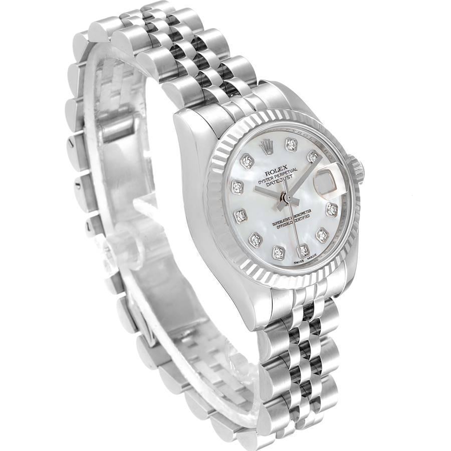 Rolex Datejust Steel White Gold MOP Diamond Ladies Watch 179174 In Excellent Condition In Atlanta, GA