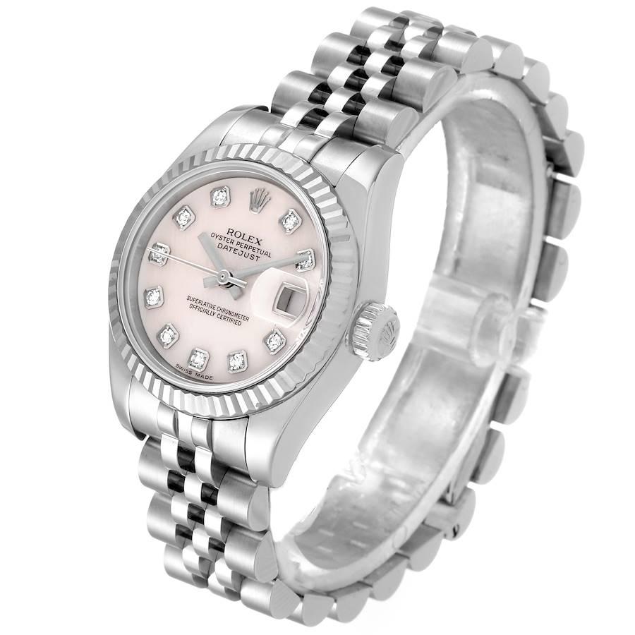 Women's Rolex Datejust Steel White Gold MOP Diamond Ladies Watch 179174