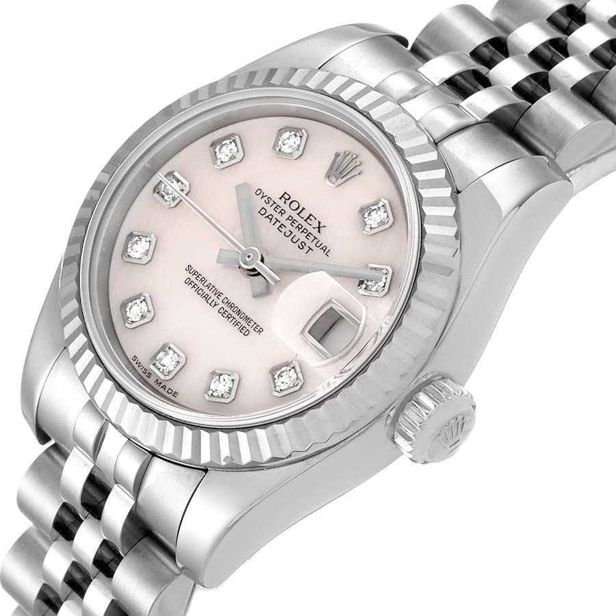 Rolex Datejust Steel White Gold MOP Diamond Ladies Watch 179174 1