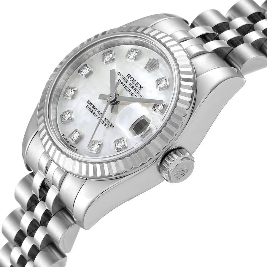 Rolex Datejust Steel White Gold MOP Diamond Ladies Watch 179174 1