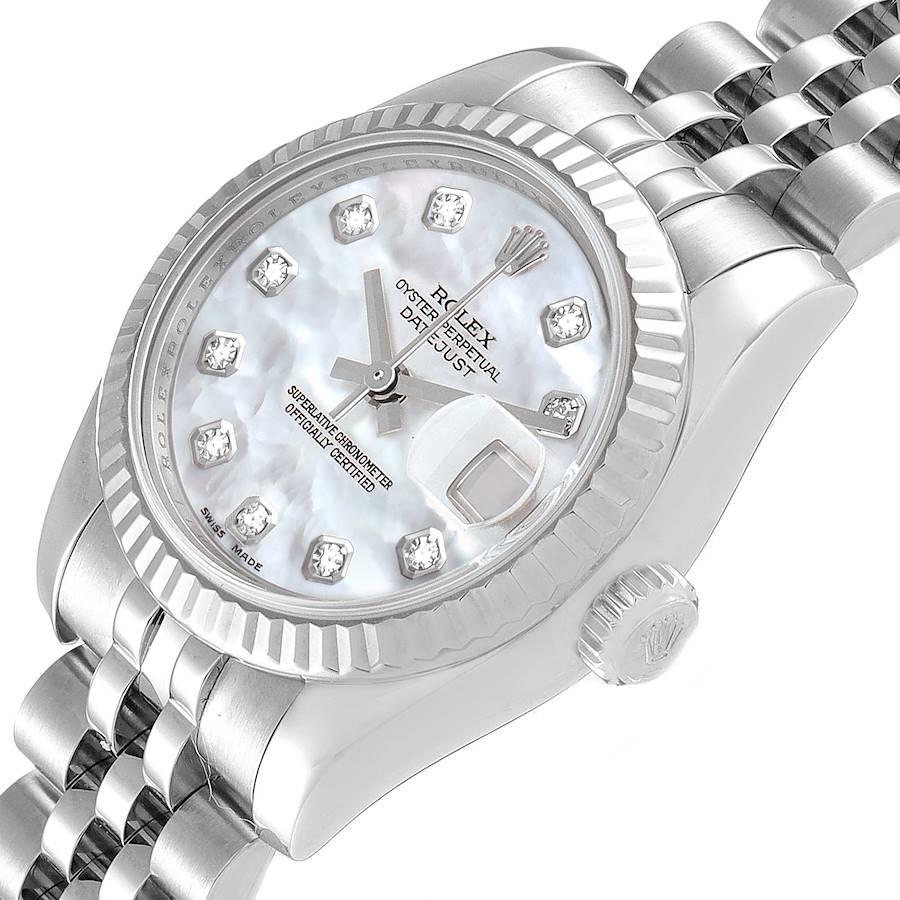 Rolex Datejust Steel White Gold MOP Diamond Ladies Watch 179174 1