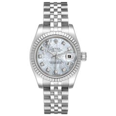 Rolex Datejust Steel White Gold MOP Diamond Ladies Watch 179174