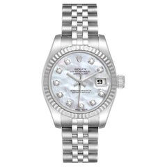 Rolex Datejust Steel White Gold MOP Diamond Ladies Watch 179174