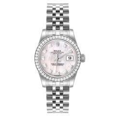 Montre Datejust en acier et or blanc avec diamants MOP pour femmes 179384 Boîte Card