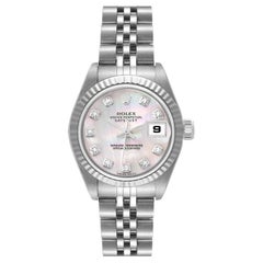 Rolex Datejust Steel White Gold MOP Diamond Ladies Watch 79174