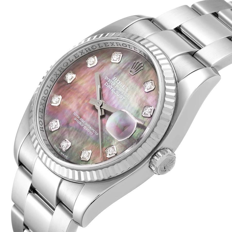 Rolex Datejust Steel White Gold MOP Diamond Men's Watch 116234 Box Papers 2