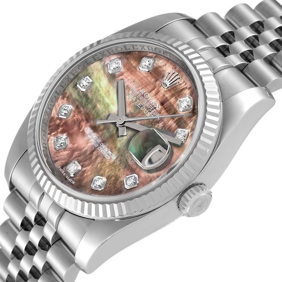 Rolex Datejust Steel White Gold MOP Diamond Mens Watch 116234 For Sale 1