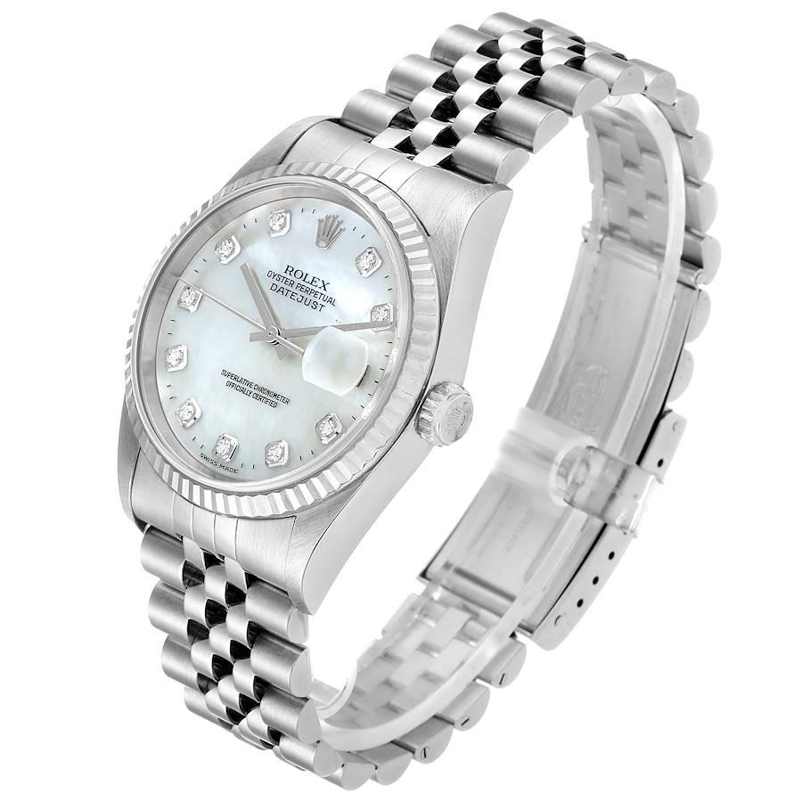 Men's Rolex Datejust Steel White Gold Mother of Pearl Diamond Men’s Watch 16234 For Sale