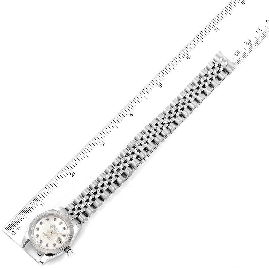 Rolex Datejust Steel White Gold MOP Saphire Ladies Watch 179174 For Sale 6