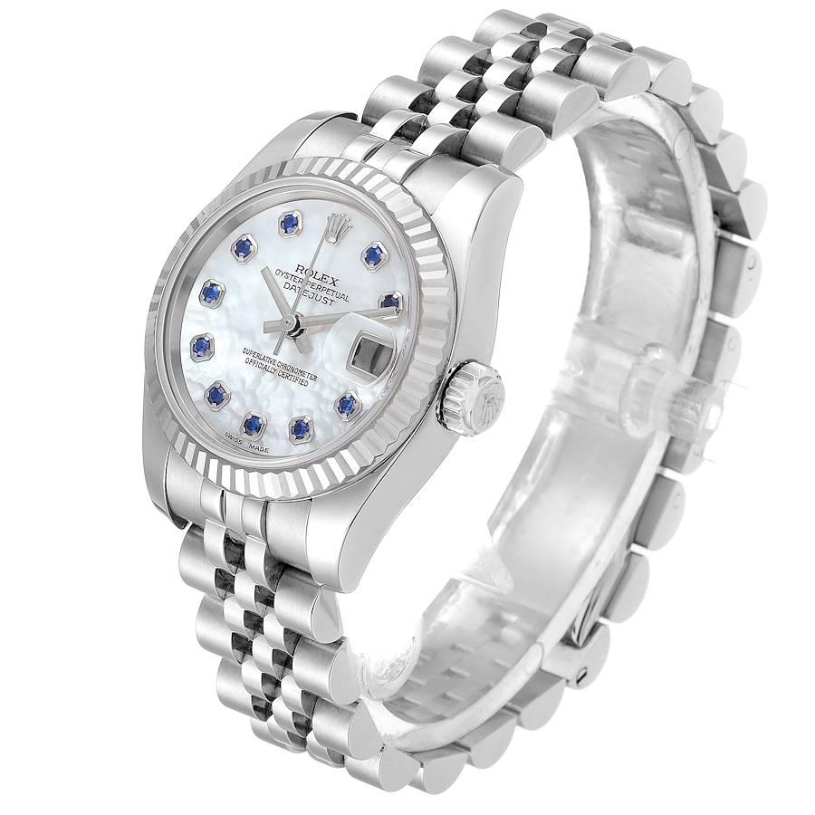 Women's Rolex Datejust Steel White Gold MOP Saphire Ladies Watch 179174 For Sale