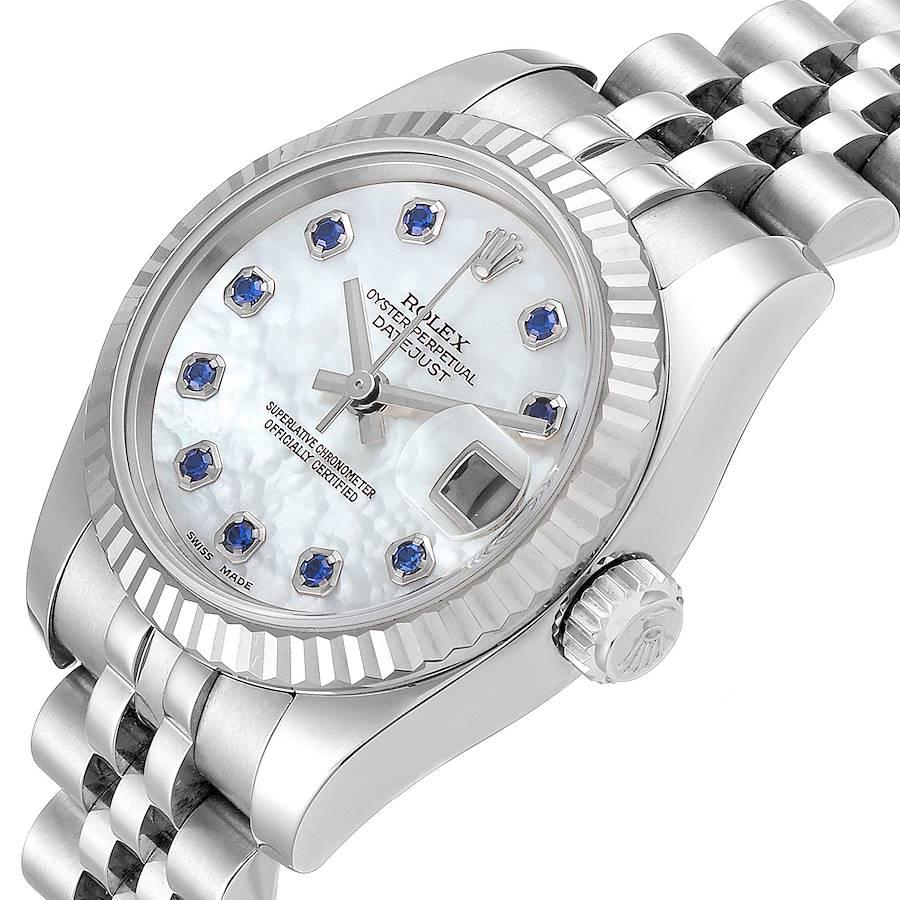 Rolex Datejust Steel White Gold MOP Saphire Ladies Watch 179174 For Sale 1