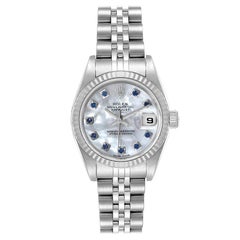 Rolex Datejust Steel White Gold MOP Saphire Ladies Watch 79174 Box Papers