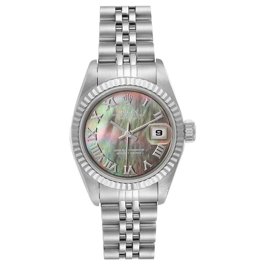 Rolex Datejust Steel White Gold Mother of Pearl Dial Ladies Watch 69174 Papers