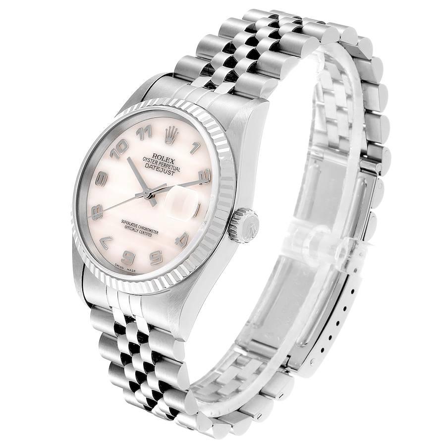 Rolex Datejust Steel White Gold Mother of Pearl Dial Men's Watch 16234 In Excellent Condition In Atlanta, GA