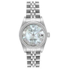 Rolex Datejust Steel White Gold Mother of Pearl Dial Watch 79174 Papers