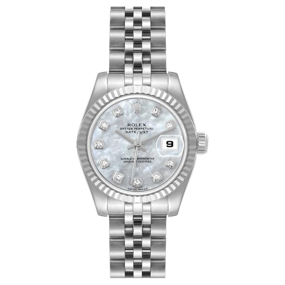 Rolex Datejust Acero Oro Blanco Madreperla Esfera Diamante Reloj Señora 179174 en venta