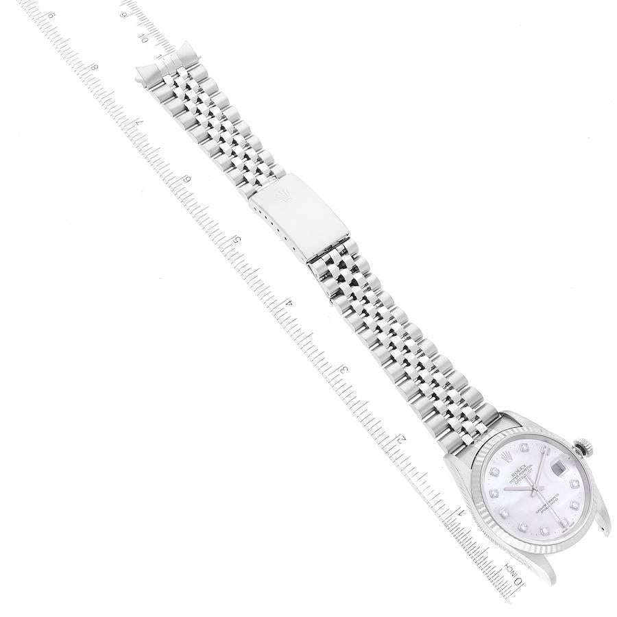 Rolex Datejust Steel White Gold Mother of Pearl Diamond Dial Mens Watch 16234 4