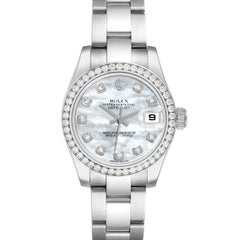 Rolex Datejust Steel White Gold Mother Of Pearl Diamond Ladies Watch 179384
