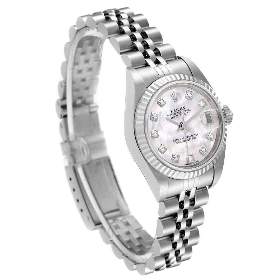 Rolex Datejust Steel White Gold Mother of Pearl Diamond Ladies Watch 79174 In Excellent Condition In Atlanta, GA