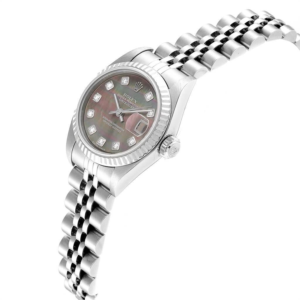 Women's Rolex Datejust Steel White Gold Mother of Pearl Diamond Ladies Watch 79174 For Sale