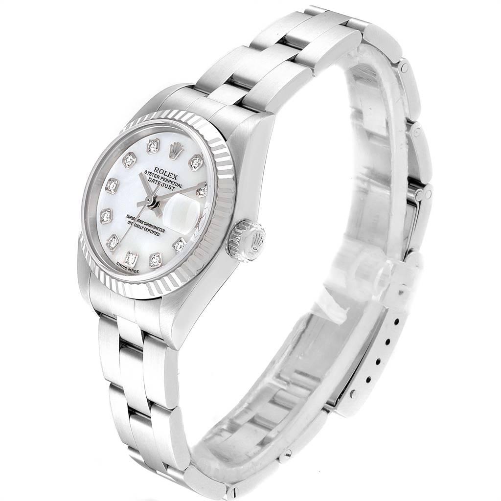 Women's Rolex Datejust Steel White Gold Mother of Pearl Diamond Ladies Watch 79174 For Sale